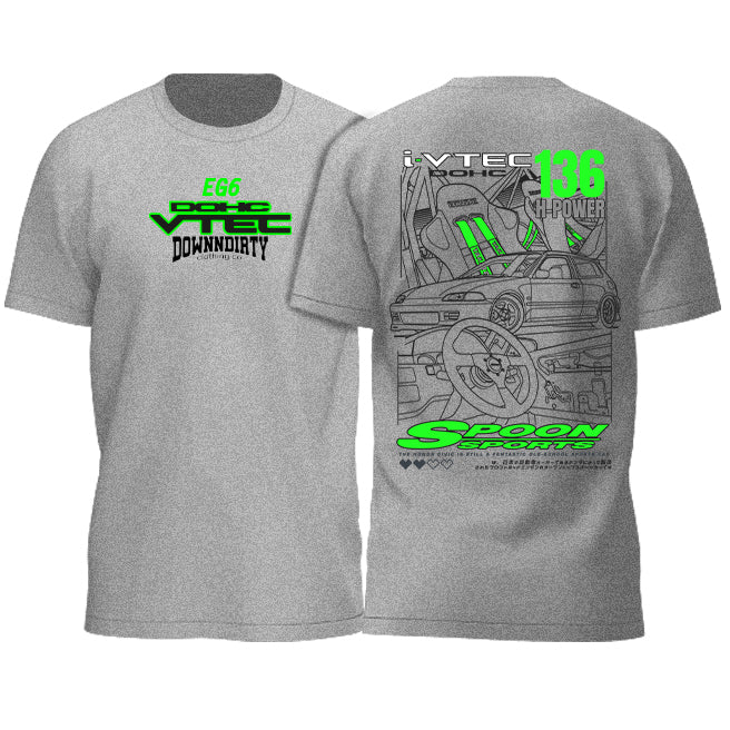 EG6 Civic Spoon Grey T Shirt image 0